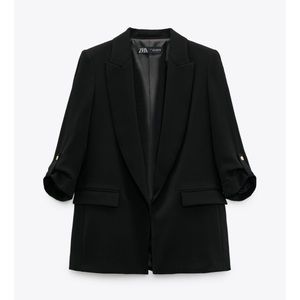 Zara Black Blazer with Gold Button Detail